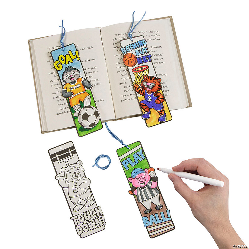 Bulk 48 Pc. Color Your Own Animals Playing Sports Bookmarks Image