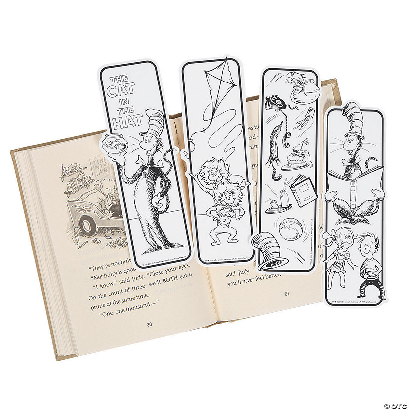 Bulk 48 Pc. Color Your Own Dr. Seuss&#8482; The Cat In The Hat&#8482; Bookmarks Image