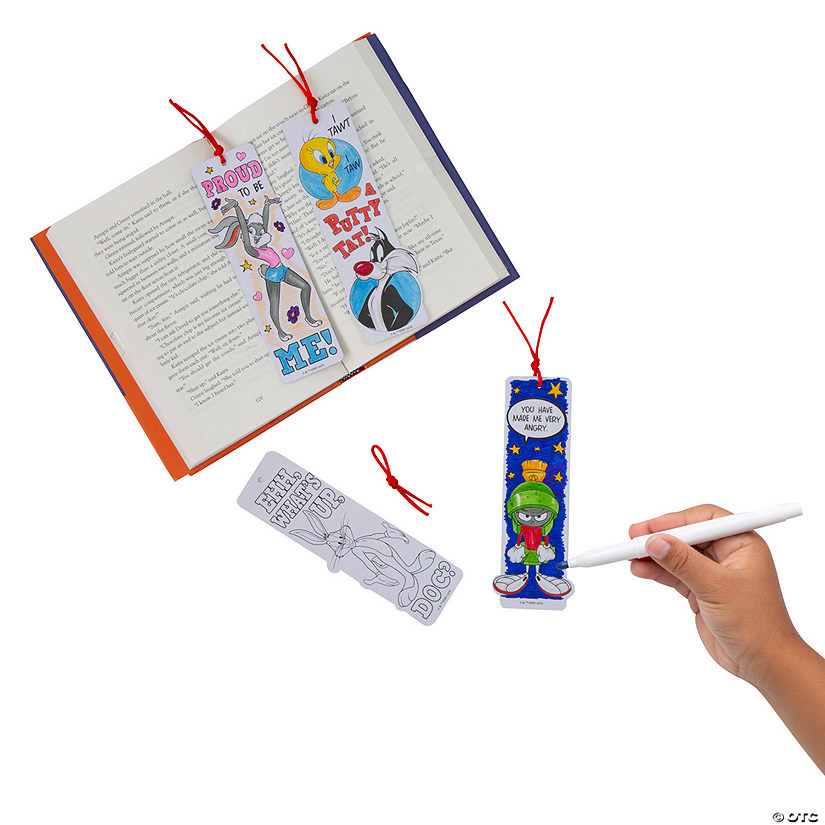 Bulk 48 Pc. Color Your Own Looney Tunes&#8482; Bookmarks Image