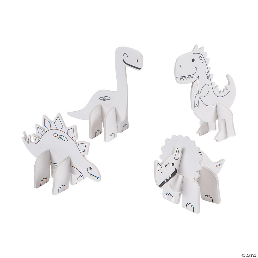 Bulk 48 Pc. Color Your Own Mini Dinosaur Characters Image