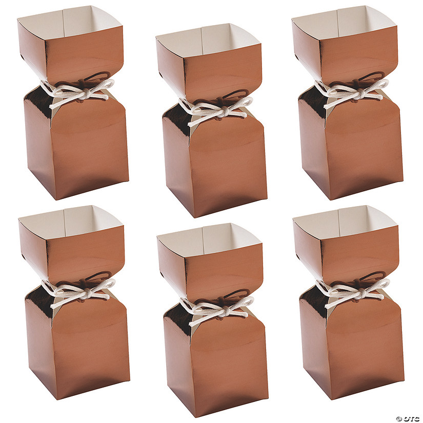 Bulk 48 Pc. Copper Foil Vertical Square Hourglass Favor Boxes Image