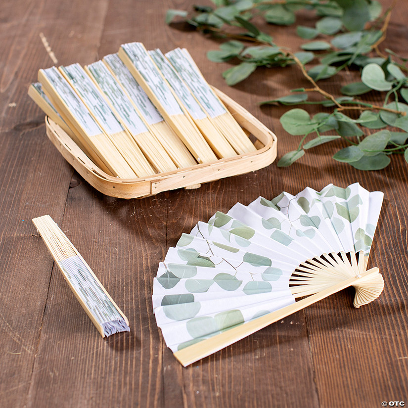Bulk 48 Pc. Eucalyptus Printed Folding Hand Fans Oriental Trading