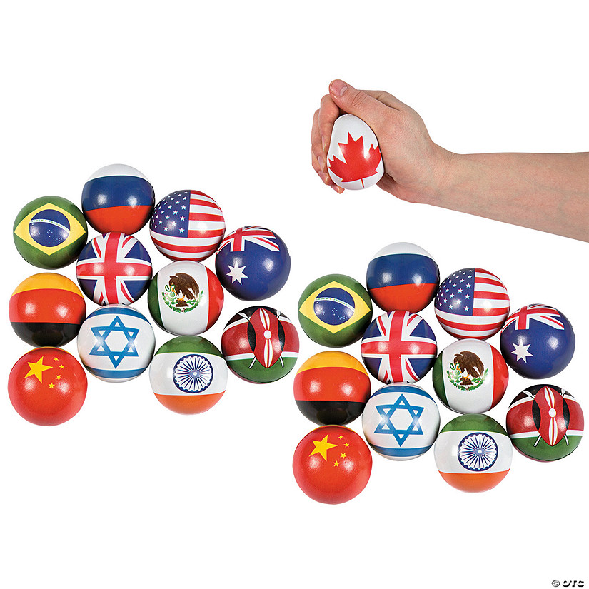 Bulk 48 Pc. Flags Around the World Stress Balls Image