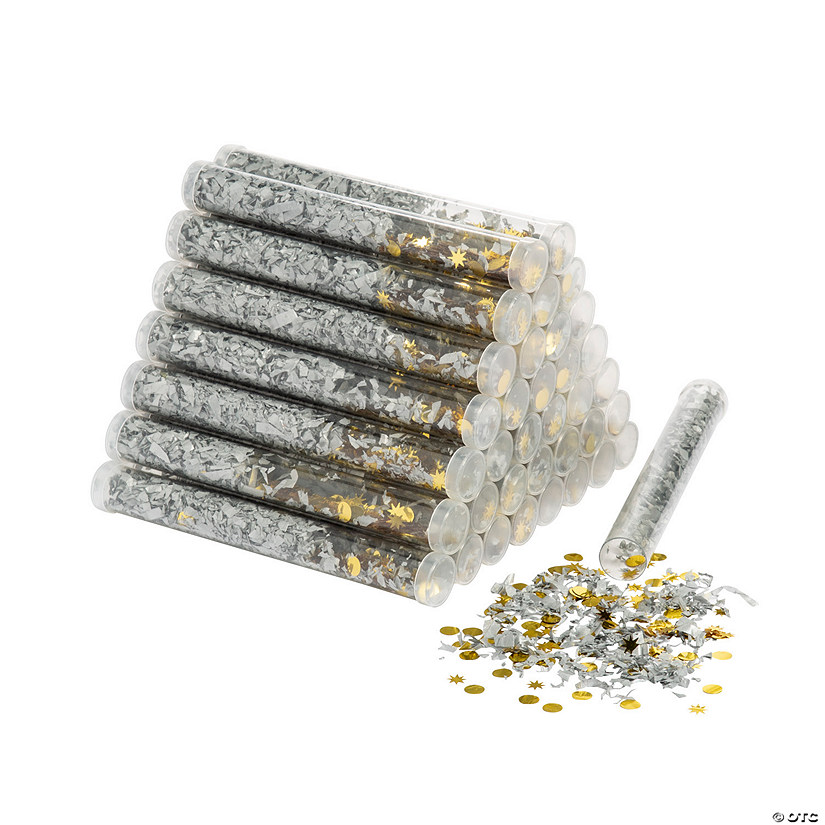 Bulk  48 Pc. Gold & Silver Confetti Wands Image