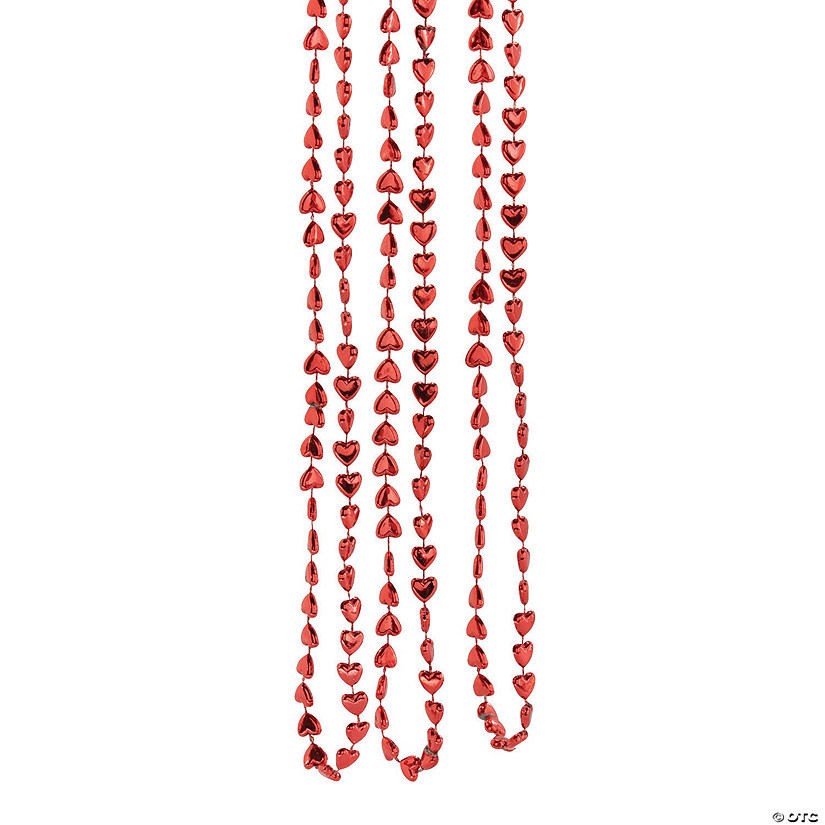 Bulk 48 Pc. Heart-Shaped Mardi Gras Bead Necklaces Image