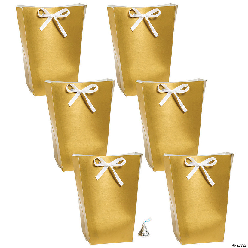 Bulk 48 Pc. Large Gold Favor Boxes with Ribbon Image