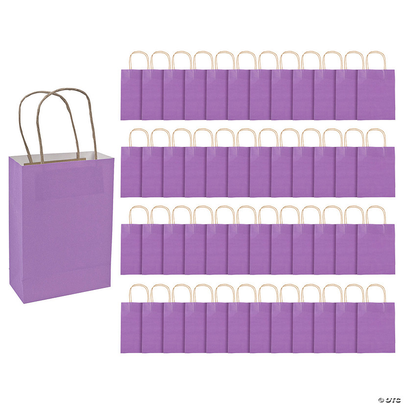 Bulk 48 Pc. Medium Purple Kraft Paper Gift Bags Image