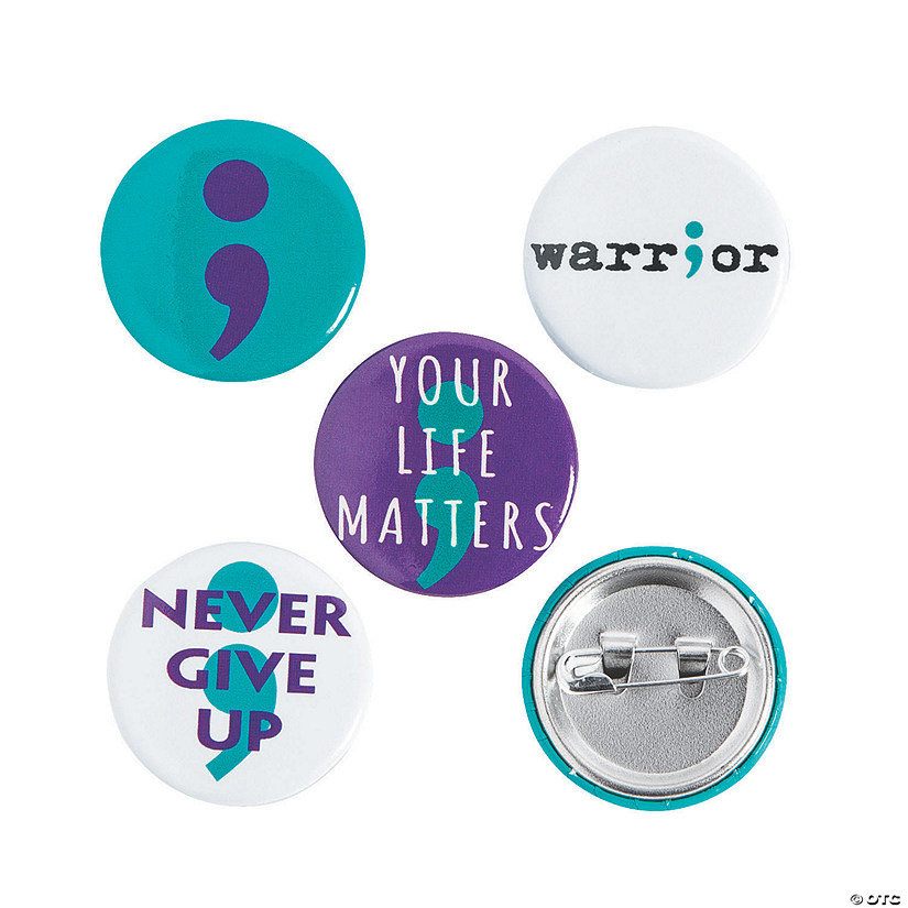 Bulk 48 Pc. Mental Health Awareness Semicolon Mini Buttons Image