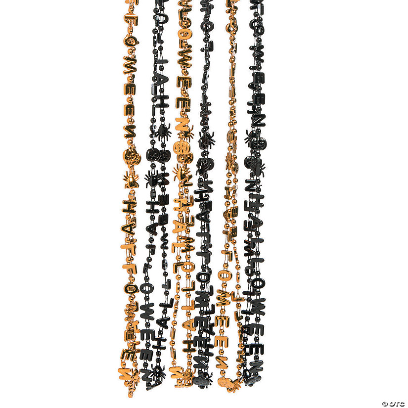 Bulk 48 Pc. Metallic Halloween Bead Necklaces - Less Than Perfect Image