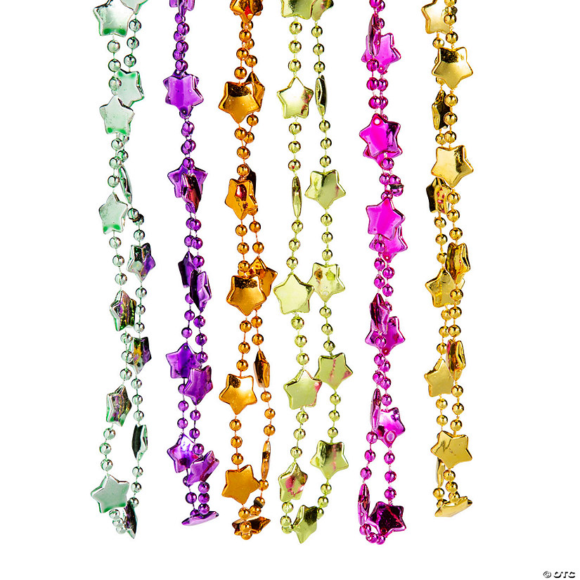 Bulk 48 Pc. Metallic Neon Star Beaded Necklaces Image