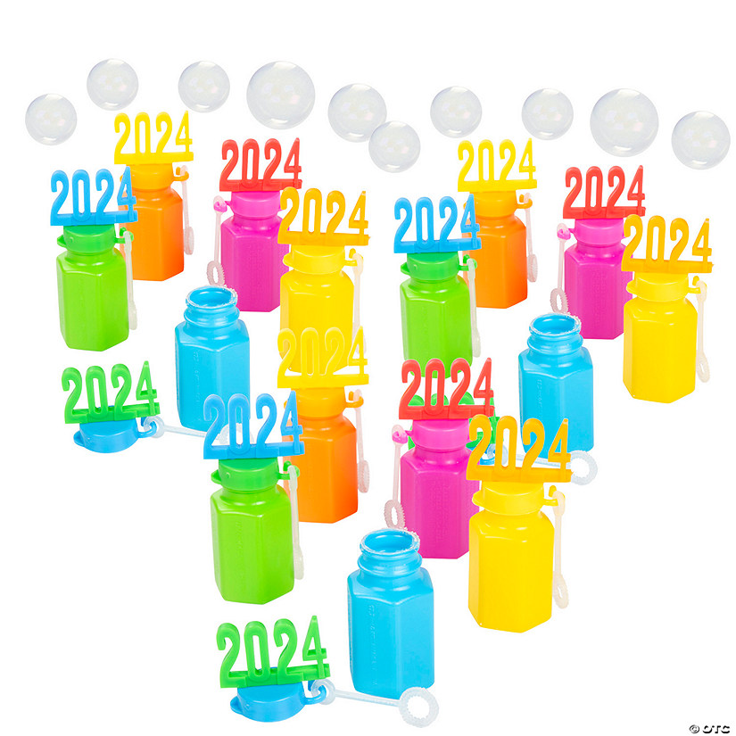 Bulk 48 Pc. Mini 2024 Bright Bubble Bottles Image