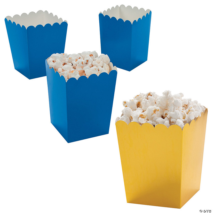 Bulk  48 Pc. Mini Blue & Gold Popcorn Box Assortment Kit Image