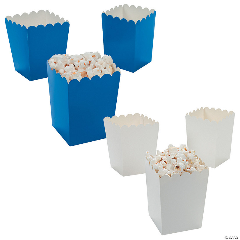 Bulk  48 Pc. Mini Blue & White Popcorn Box Assortment Kit Image