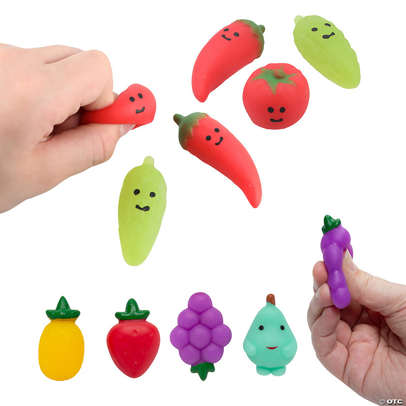 Bulk 48 Pc. Mini Fruit &amp; Vegetable Mochi Squishies Assortment Image