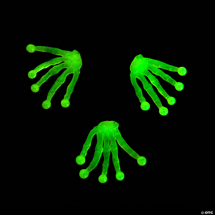 Bulk 48 Pc. Mini Glow-in-the-Dark Halloween Sticky Skeleton Hands Image