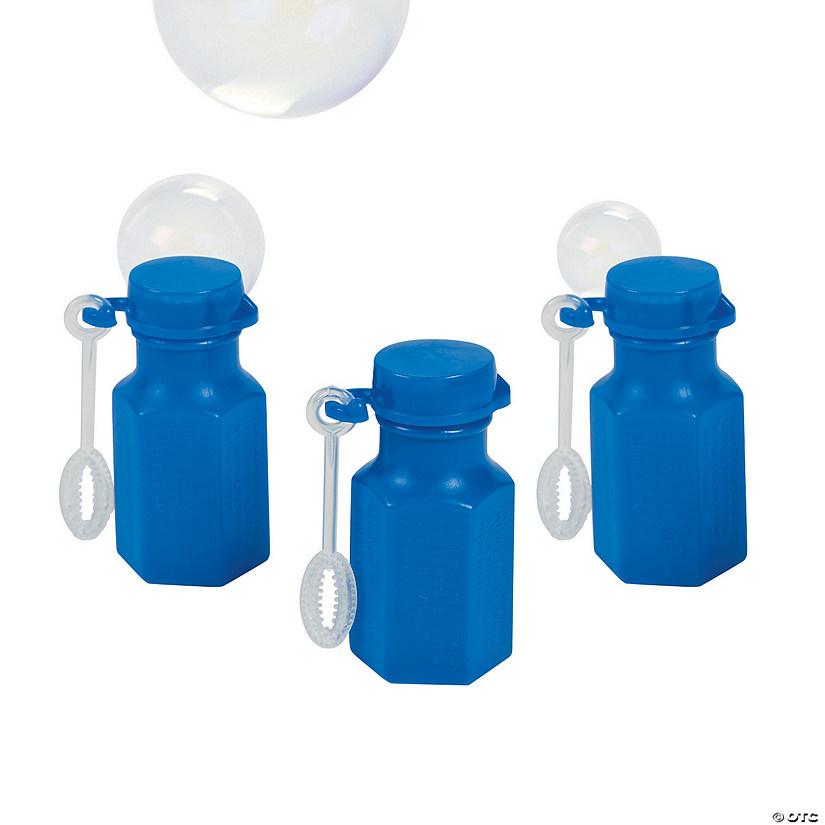 Bulk 48 Pc. Mini Hexagon Blue Bubble Bottles Image