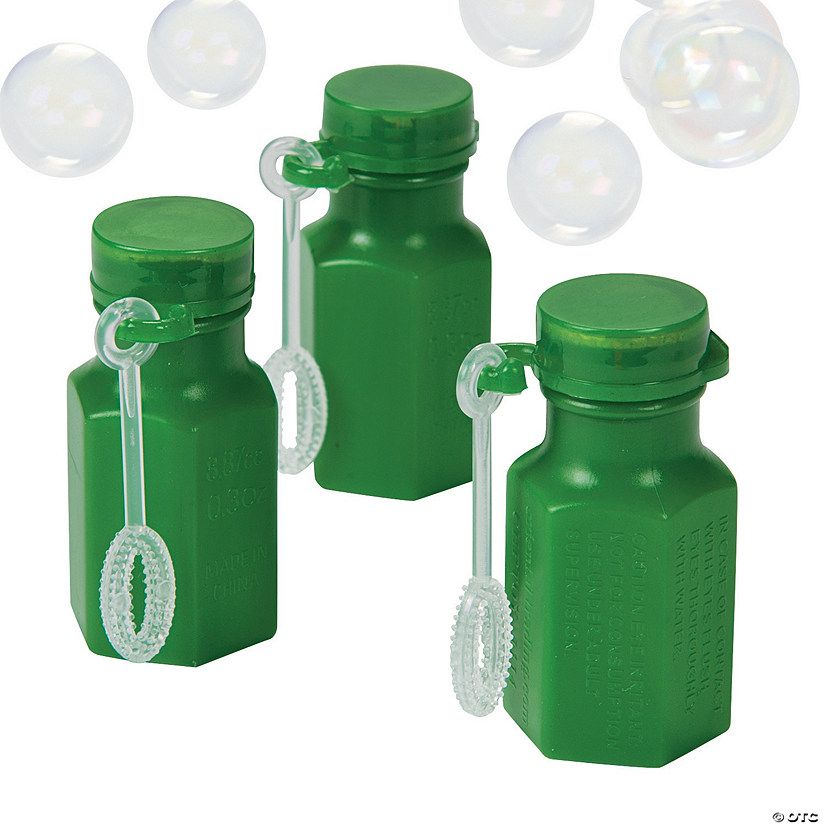 Bulk 48 Pc. Mini Hexagon Green Bubble Bottles Image