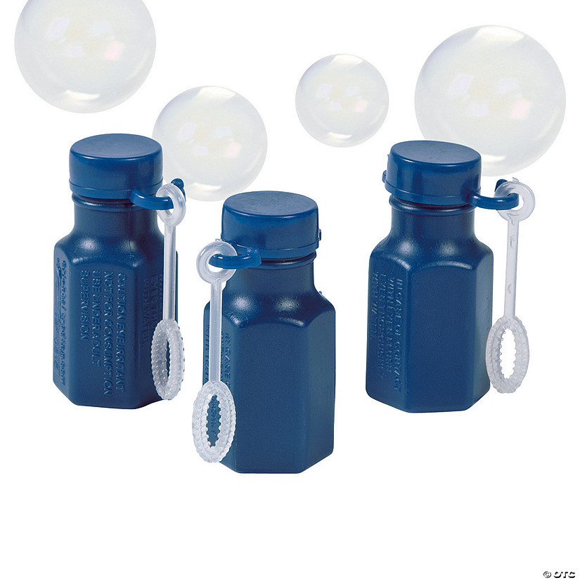 Bulk 48 Pc. Mini Hexagon Navy Blue Bubble Bottles Image