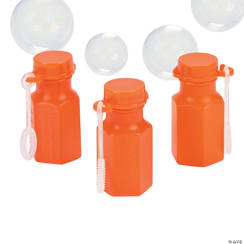 Bulk 48 Pc. Mini Hexagon Orange Bubble Bottles Image