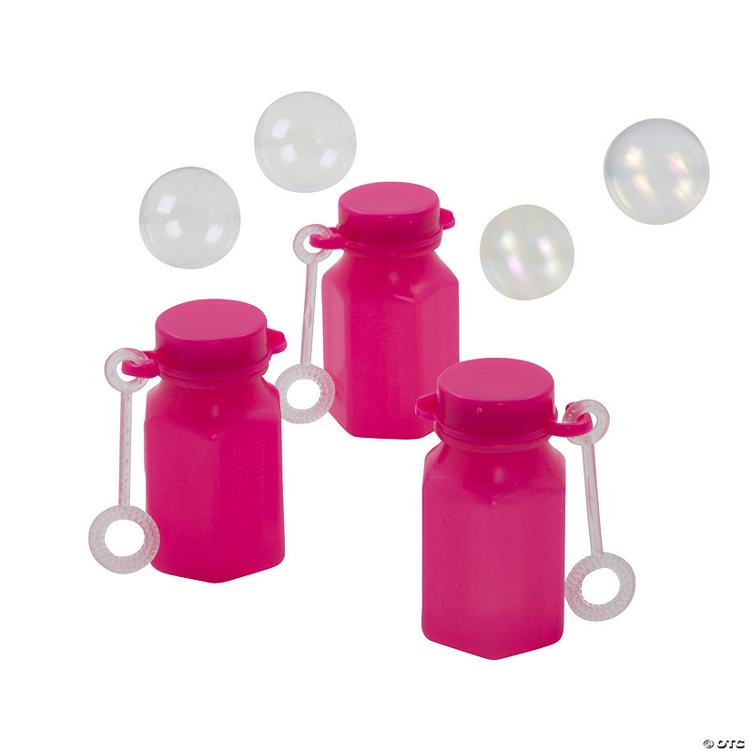 Bulk 48 Pc. Mini Hexagon Pink Bubble Bottles Image