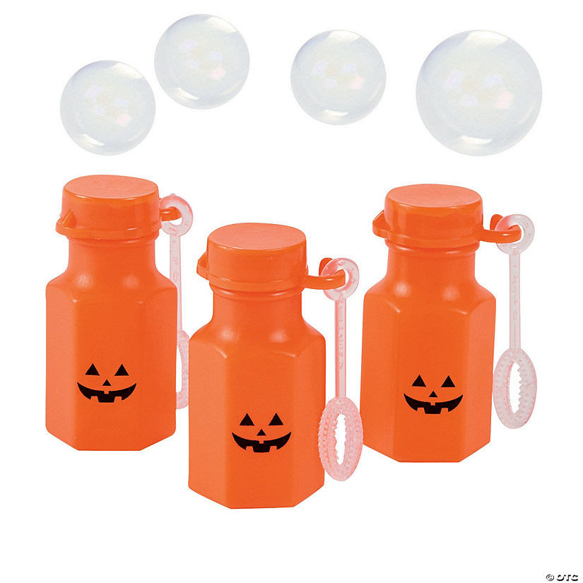 Bulk  48 Pc. Mini Jack-O&amp;#8217;-Lantern Bubble Bottles Image