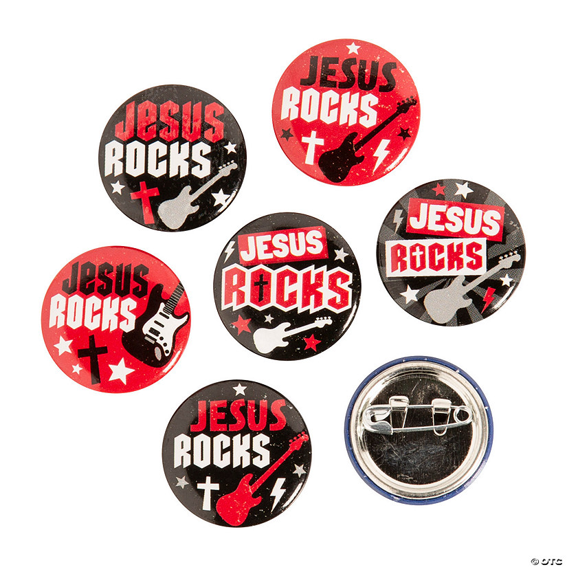 Bulk 48 Pc. Mini Jesus Rocks Buttons Image