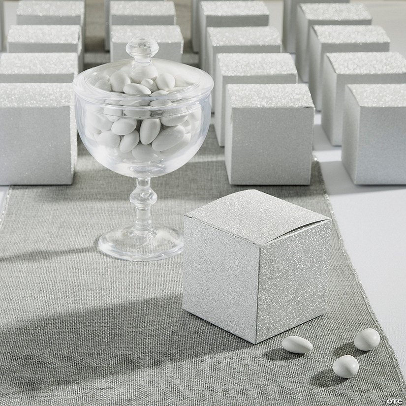 Bulk 48 Pc. Mini Silver Glitter Favor Boxes Image