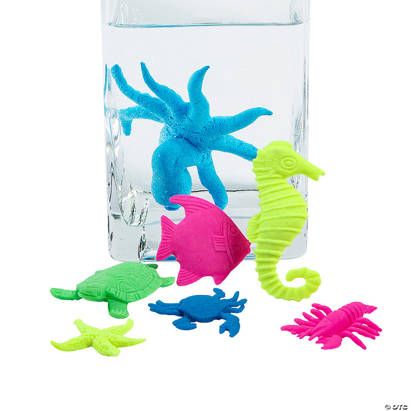Bulk 48 Pc. Mini Watch it Grow Sea Life Characters Water Growing Toys Image