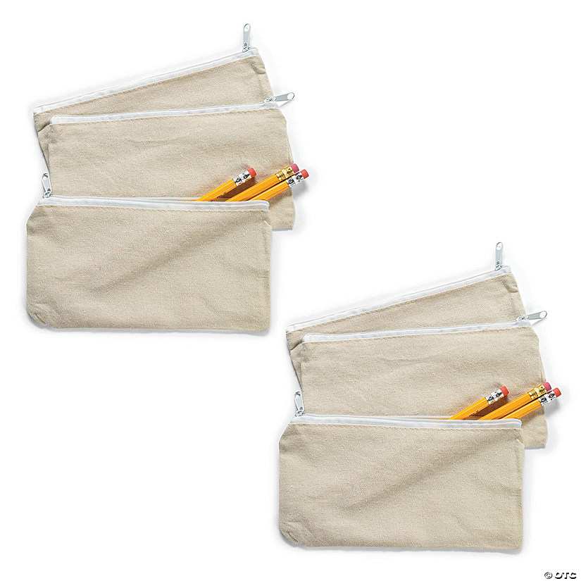 Bulk 48 Pc. Natural Canvas Pencil Cases Oriental Trading
