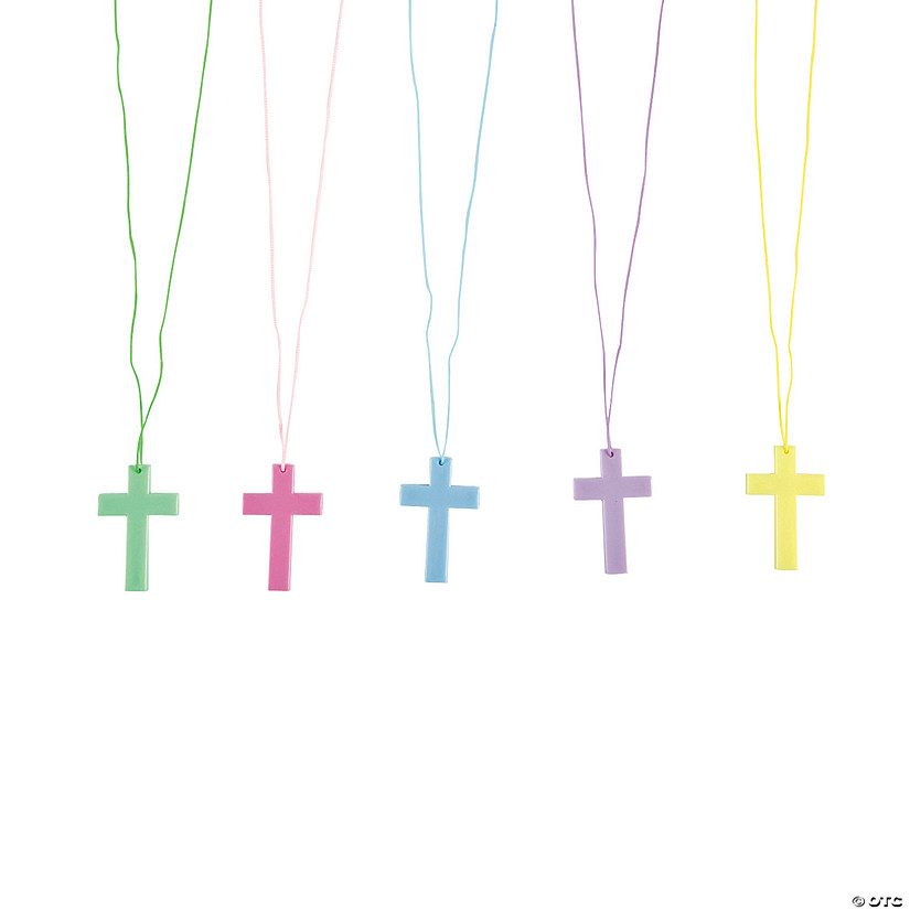 Bulk 48 Pc. Pastel Cross Necklaces Image