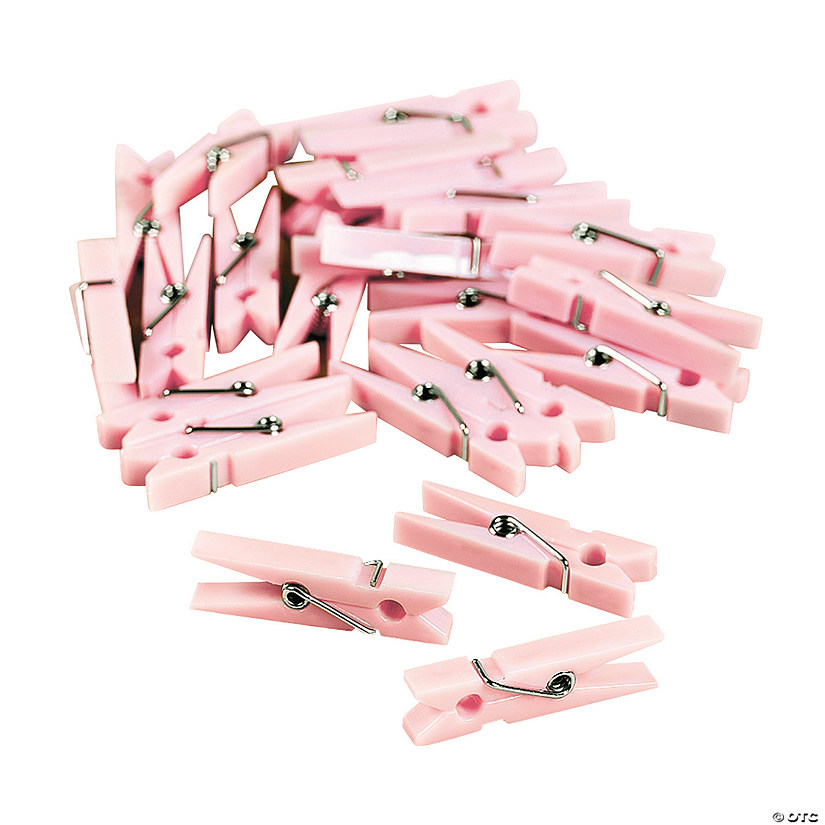 Bulk  48 Pc. Pastel Pink Mini Clothespin Party Favors Image