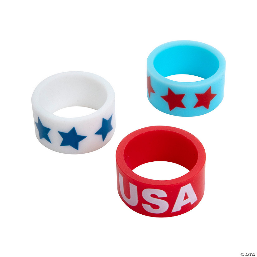 Bulk 48 Pc. Patriotic Silicone Rings Image