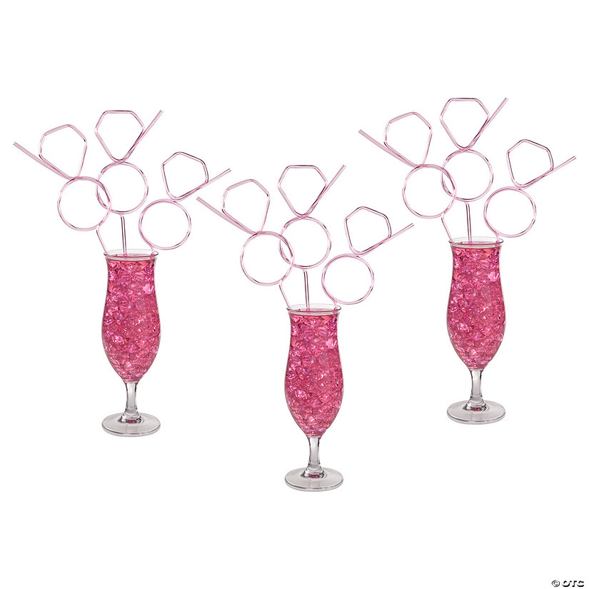 Bulk 48 Pc. Pink Diamond Ring Silly Straws Image