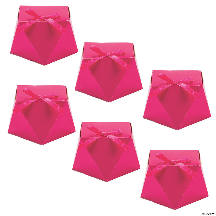 Bulk 48 Pc. Pink Geometric Favor Boxes with Bow Image