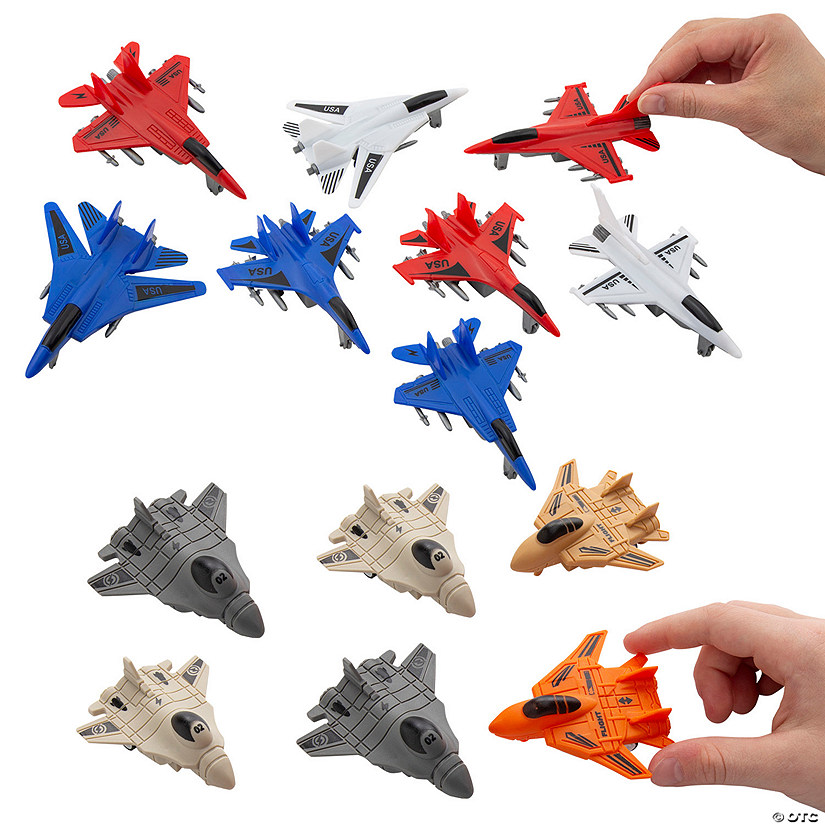 Bulk 48 Pc. Pull-Back Plastic Fighter Plane Jet Toys Assortment Image