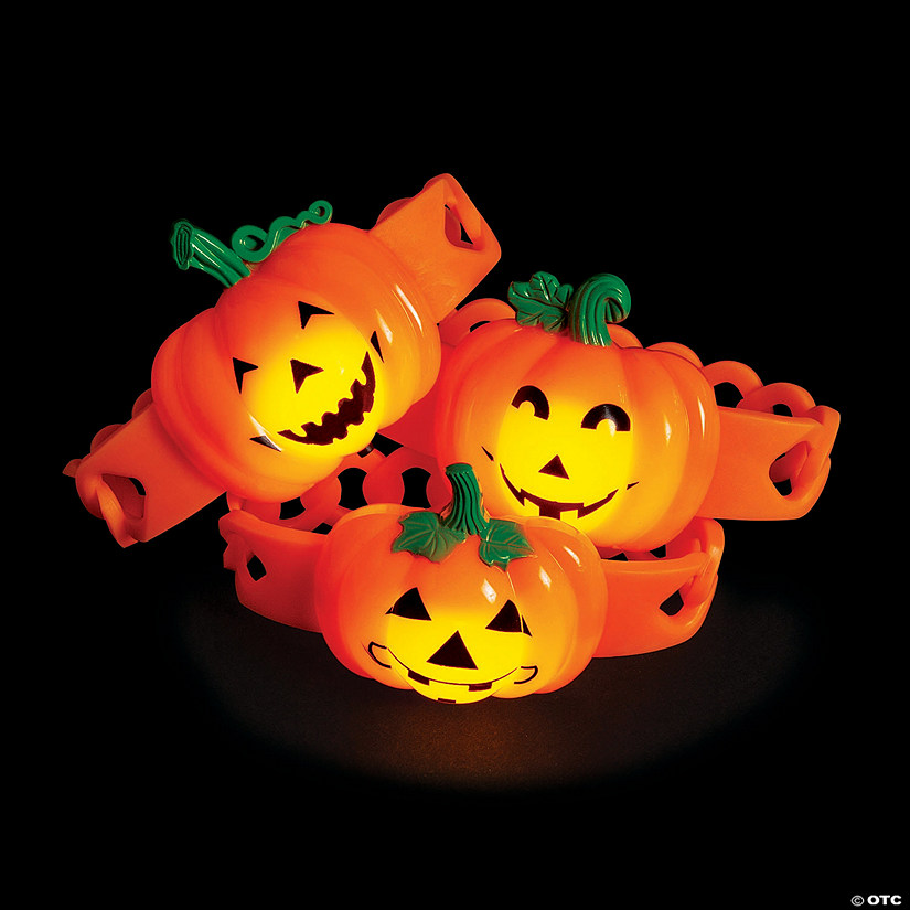 Bulk 48 Pc. Pumpkin Light-Up Bracelets Image