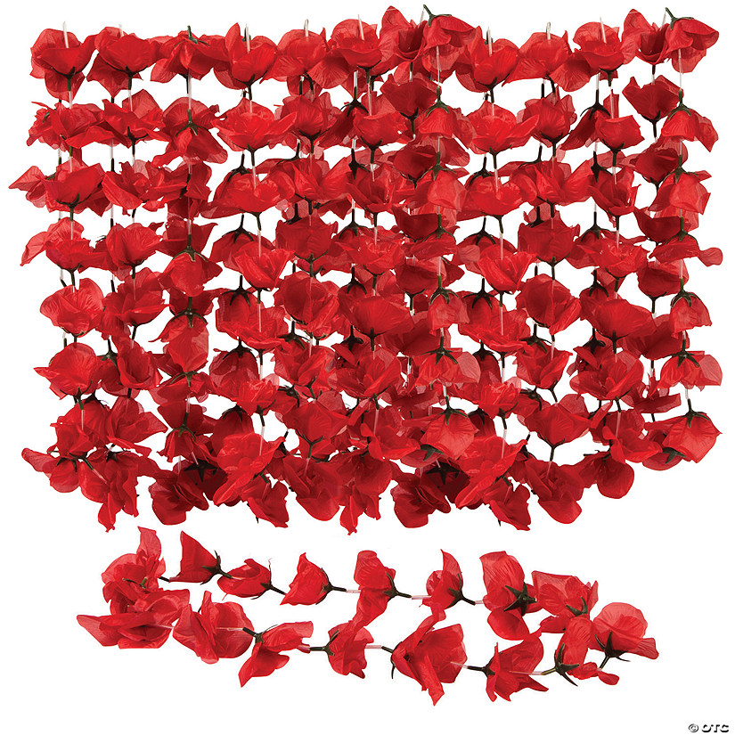 Bulk 48 Pc. Red Rose Polyester Leis Image
