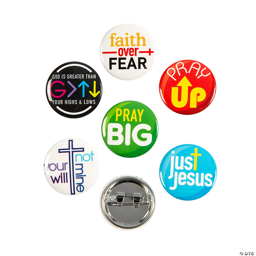 Bulk 48 Pc. Religious Contemporary Sayings Mini Buttons Image