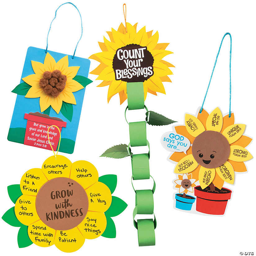 Bulk 48 Pc. Religious Sunflower Craft Kit Assortment &#8211; Makes 48 Image