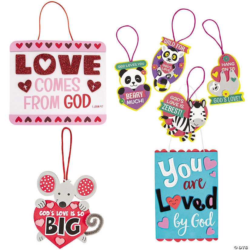 Bulk 48 Pc. Religious Valentine&#8217;s Day Craft Kit Assortment - Makes 48 Image