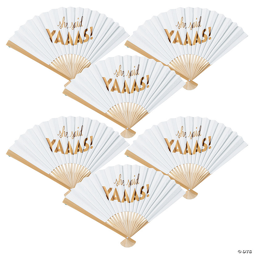 Bulk 48 Pc. She Said YAAAS! Wedding Folding Hand Fans Oriental Trading