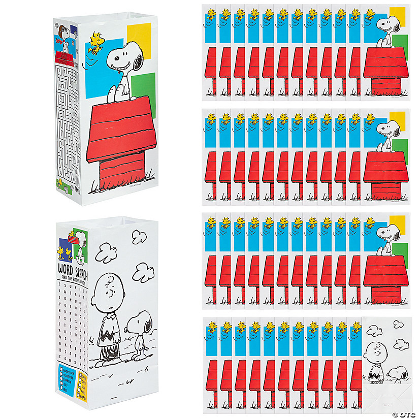 Bulk 48 Pc. Small Peanuts<sup>&#174;</sup> Snoopy Activity Paper Treat Bags Image