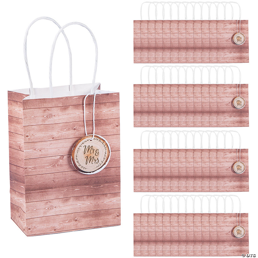 Bulk 48 Pc. Small Rustic Wedding Gift Bags with Tag Image