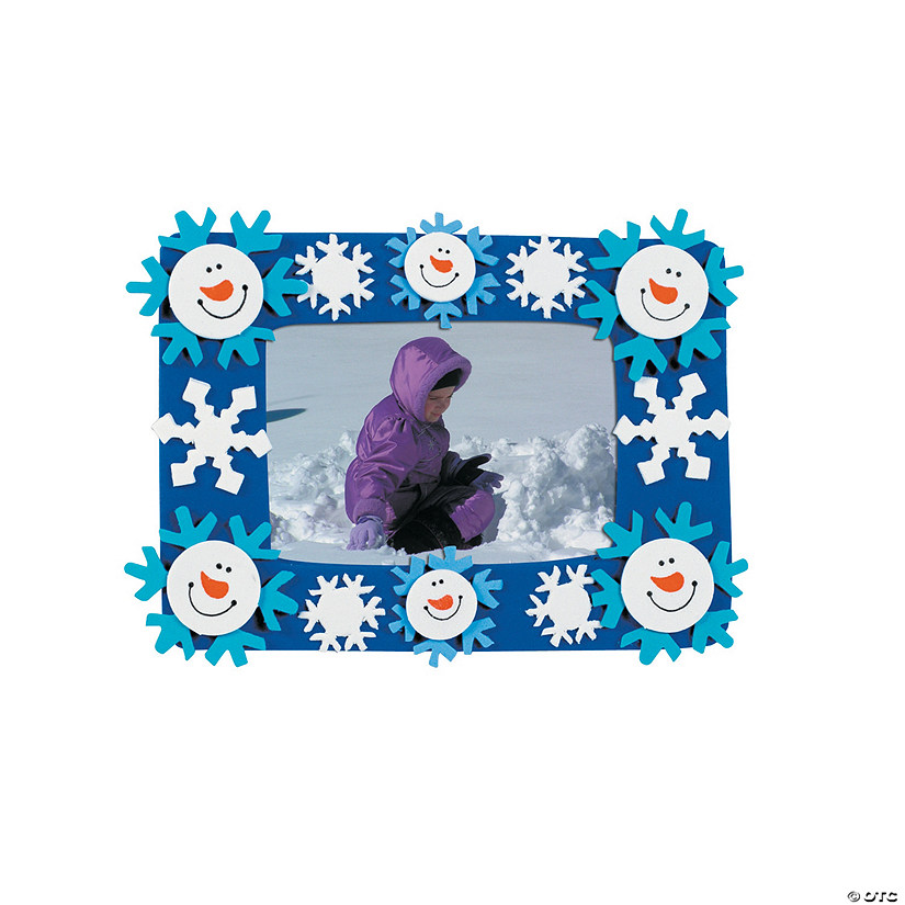 Bulk 48 Pc. Smile Face Snowman Picture Frame Magnet Craft Kit Image