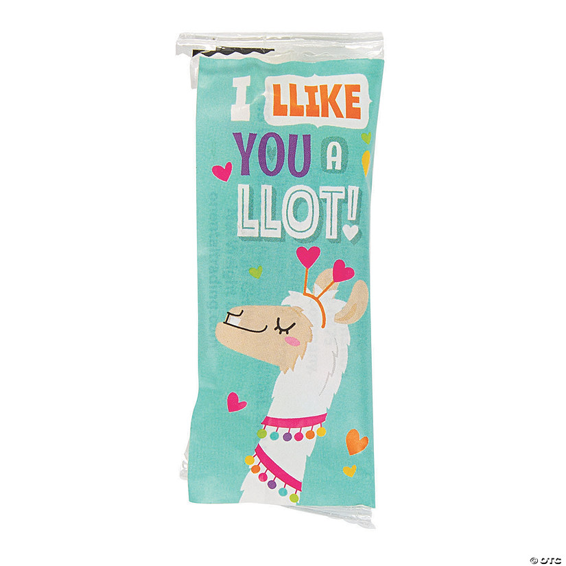 Bulk 48 Pc. Valentine Llama Stretchable Candy Bracelets with Sticker Image