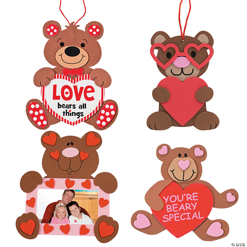 Bulk 48 Pc. Valentine&#8217;s Day Teddy Bear Craft Kit - Makes 48 Image