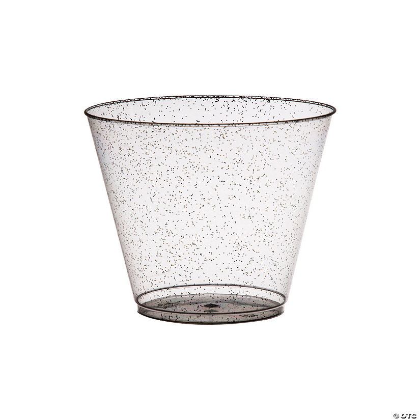 Bulk 50 Ct. Black Glitter Disposable Plastic Cups Image