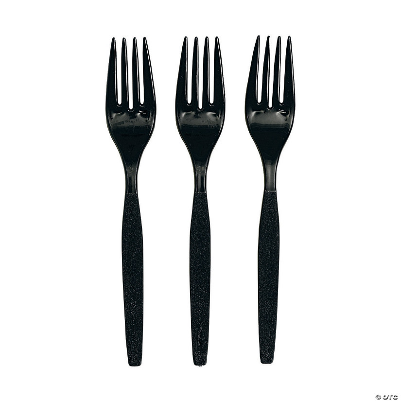 Bulk  50 Ct. Black Plastic Forks Image