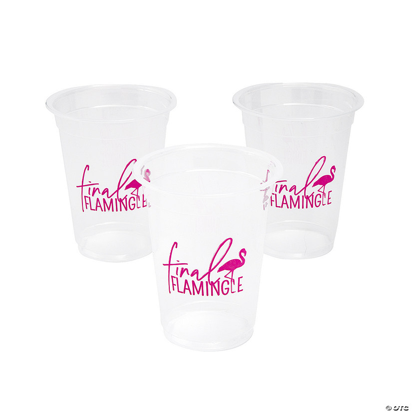 Bulk 50 Ct. Final Flamingle Plastic Disposable Cups Image
