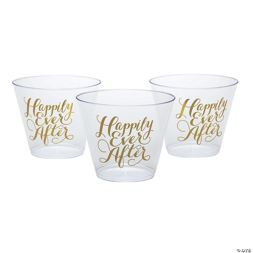 Bulk  50 Ct. Happily Ever After Clear Plastic Tumblers Image